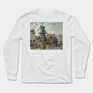 The Windmill on the Onbekende Gracht, Amsterdam by Claude Monet Long Sleeve T-Shirt